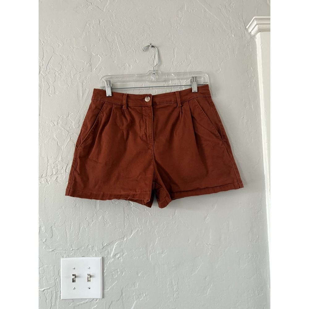 Dotti Shorts Womens 10 Orange Khaki Chino Preppy Pockets Casual Stretch